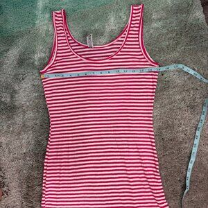 BKE Striped Pink and White Tank Top Size Medium